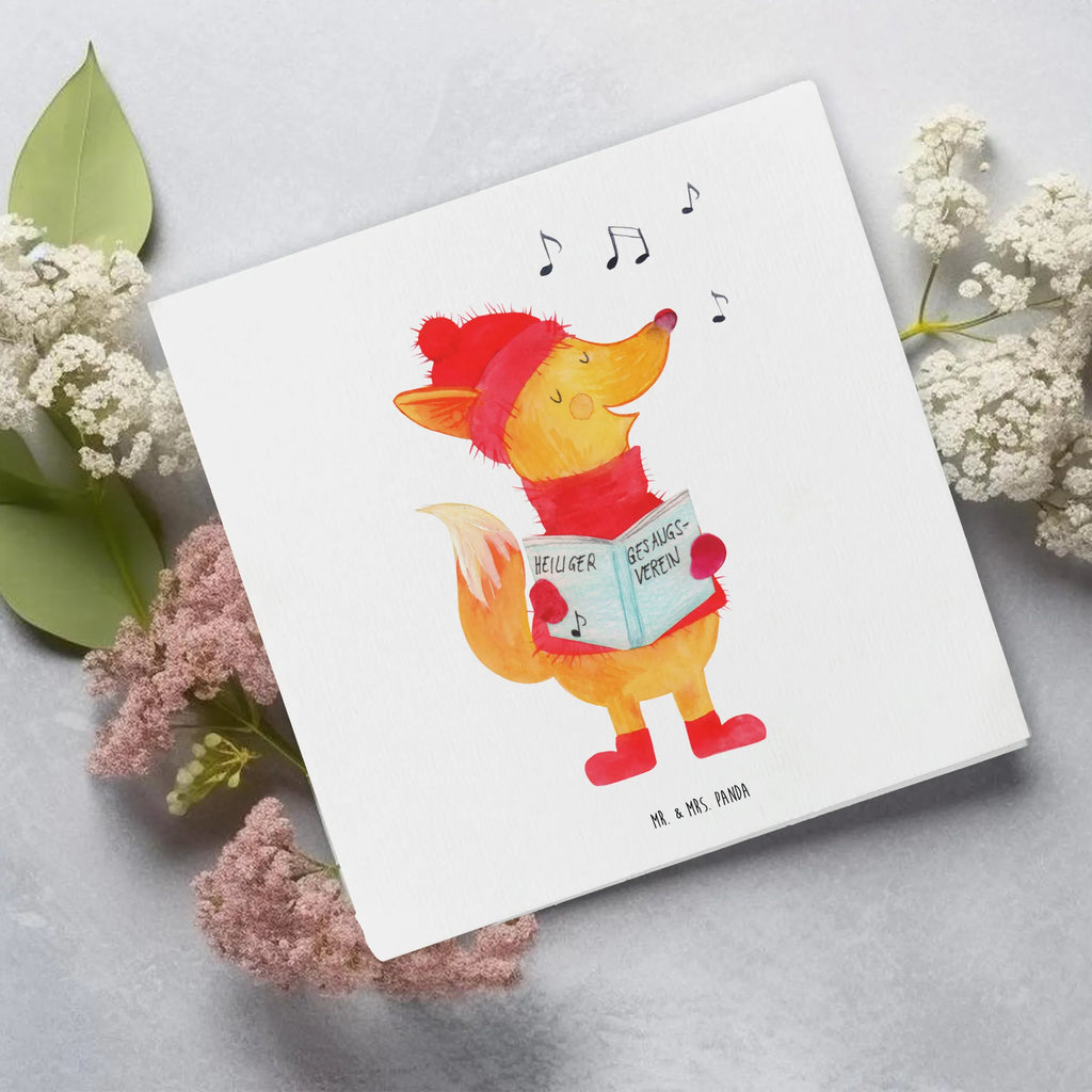 Deluxe Card Fox Singer Karte, Geburtstagskarte, Hochwertige Grußkarte, Einladungskarte, Klappkarte, Hochzeitskarte, Glückwunschkarte, Hochwertige Klappkarte, Grußkarte, Winter, Weihnachten, Weihnachtsdeko, Nikolaus, Advent, Heiligabend, Wintermotiv, Fuchs, Geschenk Sänger, Singen, Sänger, Weihnachtslieder, Füchse