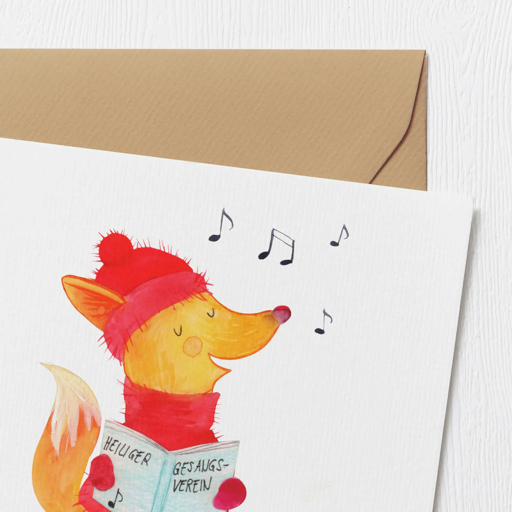 Deluxe Card Fox Singer Karte, Geburtstagskarte, Hochwertige Grußkarte, Einladungskarte, Klappkarte, Hochzeitskarte, Glückwunschkarte, Hochwertige Klappkarte, Grußkarte, Winter, Weihnachten, Weihnachtsdeko, Nikolaus, Advent, Heiligabend, Wintermotiv, Fuchs, Geschenk Sänger, Singen, Sänger, Weihnachtslieder, Füchse