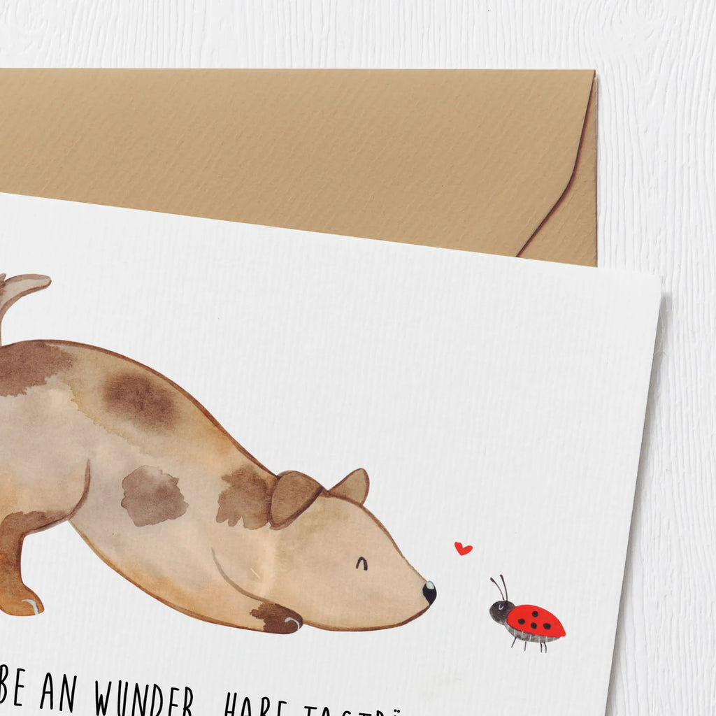 Deluxe Karte Hund Marienkäfer Hochzeitskarte, Hochwertige Klappkarte, Hochwertige Grußkarte, Klappkarte, Einladungskarte, Karte, Geburtstagskarte, Glückwunschkarte, Grußkarte, Hund, Hundemotiv, Haustier, Hunderasse, Tierliebhaber, Hundebesitzer, Sprüche, Marienkäfer, Mischlinghund, Hundespruch, Hunde, Mischling