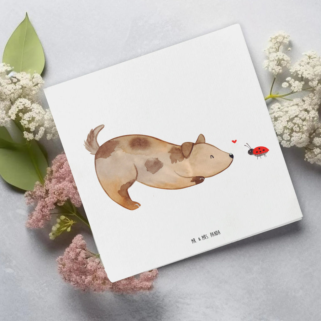 Deluxe Karte Hund Marienkäfer Hochzeitskarte, Hochwertige Klappkarte, Hochwertige Grußkarte, Klappkarte, Einladungskarte, Karte, Geburtstagskarte, Glückwunschkarte, Grußkarte, Hund, Hundemotiv, Haustier, Hunderasse, Tierliebhaber, Hundebesitzer, Sprüche, Marienkäfer, Mischlinghund, Hundespruch, Hunde, Mischling