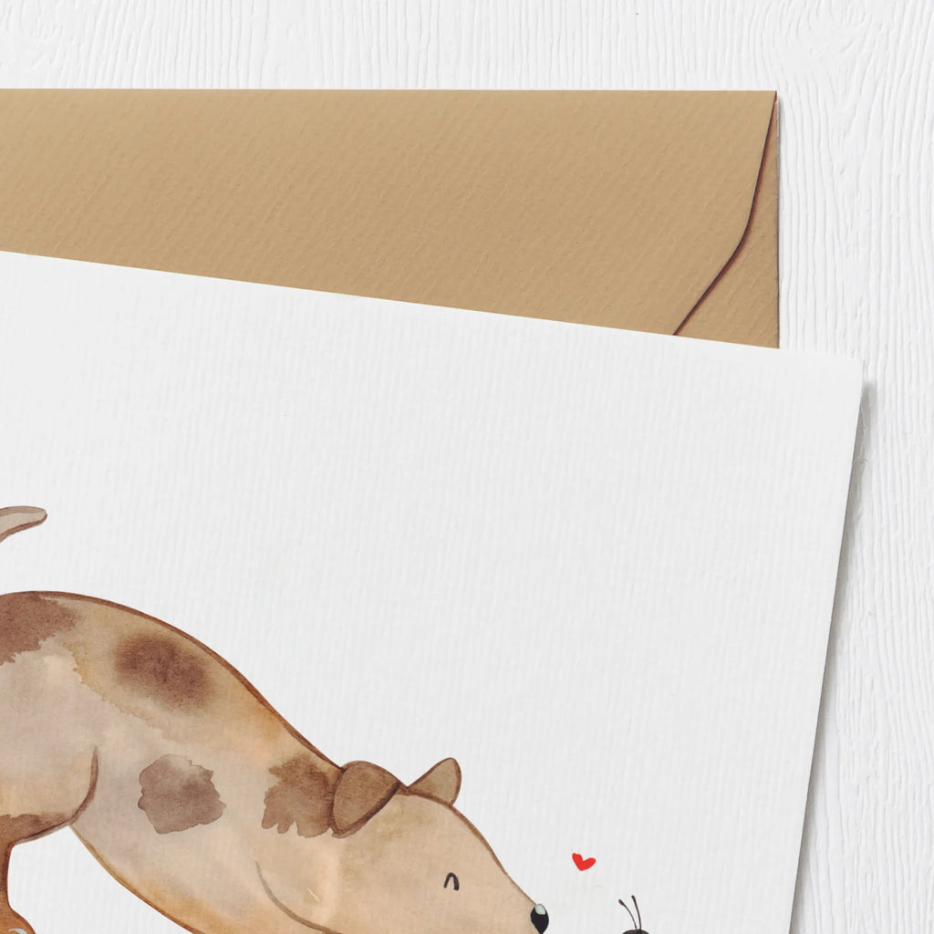 Deluxe Karte Hund Marienkäfer Hochzeitskarte, Hochwertige Klappkarte, Hochwertige Grußkarte, Klappkarte, Einladungskarte, Karte, Geburtstagskarte, Glückwunschkarte, Grußkarte, Hund, Hundemotiv, Haustier, Hunderasse, Tierliebhaber, Hundebesitzer, Sprüche, Marienkäfer, Mischlinghund, Hundespruch, Hunde, Mischling