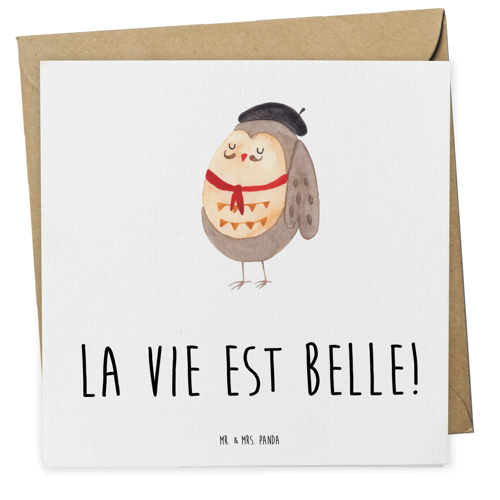 Deluxe Karte Eule Frankreich Karte, Grußkarte, Geburtstagskarte, Glückwunschkarte, Hochwertige Klappkarte, Einladungskarte, Hochzeitskarte, Hochwertige Grußkarte, Klappkarte, Eule, Eulen, das Leben ist schön, hibou, Frankreich, Owl, La vie est belle, Spruch Französisch, Eule Deko, Spruch schön