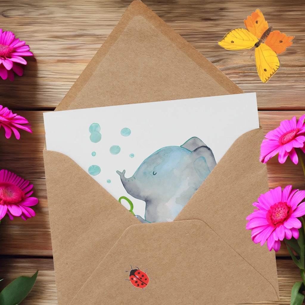 Deluxe Karte Elefant Seifenblasen Geburtstagskarte, Hochwertige Grußkarte, Hochzeitskarte, Karte, Hochwertige Klappkarte, Einladungskarte, Grußkarte, Glückwunschkarte, Klappkarte, Tiermotive, Gute Laune, lustige Sprüche, Tiere, Heimat, Liebesbeweis, Liebe, Elefant, Liebesspruch, Rüsseltier, Gefühl. Daheim, Elefanten, Seifenblasen, Dickhäuter