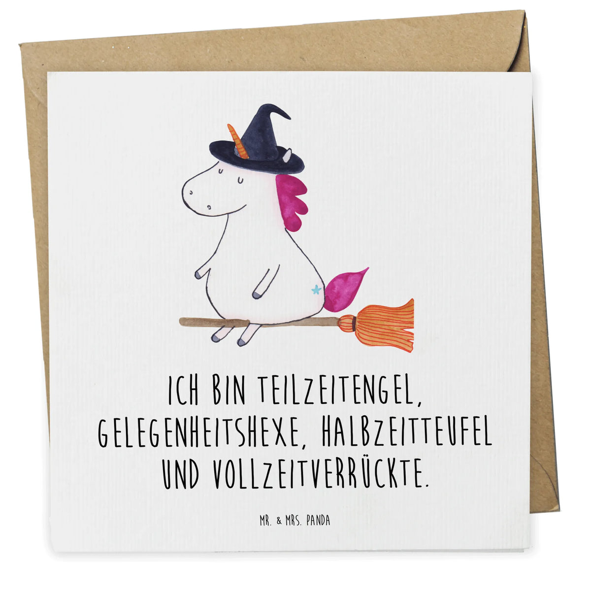 Deluxe Karte Einhorn Hexe Glückwunschkarte, Klappkarte, Grußkarte, faltkarte, doppelkarte, anlasskarte, Unicorn, Einhorn, Einhörner, Einhorn Deko, Verrückte, Leben, Engel, Hexe, Ehefrau, Frau, Zicke, Teufel, Freundin