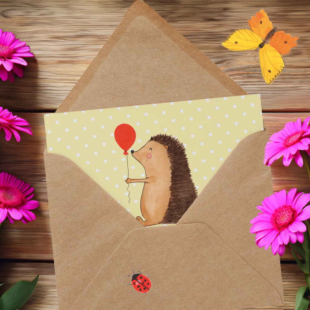 Deluxe Karte Igel Luftballon Klappkarte, Hochzeitskarte, Hochwertige Grußkarte, Hochwertige Klappkarte, Glückwunschkarte, Grußkarte, Karte, Geburtstagskarte, Einladungskarte, Tiermotive, Gute Laune, lustige Sprüche, Tiere, Happy Birthday, Geburtstag, Glückwunsch, Ballon, Igel, Geburtstagskind, Herzlichen Glückwunsch