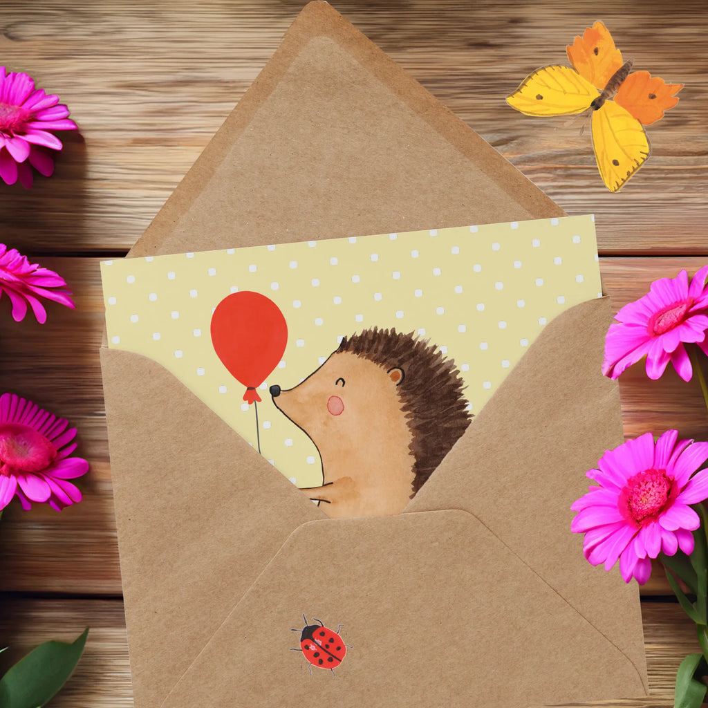 Deluxe Karte Igel Luftballon Klappkarte, Hochzeitskarte, Hochwertige Grußkarte, Hochwertige Klappkarte, Glückwunschkarte, Grußkarte, Karte, Geburtstagskarte, Einladungskarte, Tiermotive, Gute Laune, lustige Sprüche, Tiere, Happy Birthday, Geburtstag, Glückwunsch, Ballon, Igel, Geburtstagskind, Herzlichen Glückwunsch