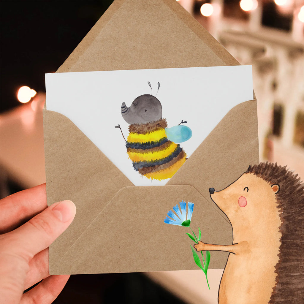 Deluxe Card bumblebee fluffy Grußkarte, Hochwertige Grußkarte, Hochzeitskarte, Karte, Hochwertige Klappkarte, Klappkarte, Glückwunschkarte, Einladungskarte, Geburtstagskarte, Tiermotive, Gute Laune, lustige Sprüche, Tiere, Hummel, Biene, Flauschig, Natur, Blume