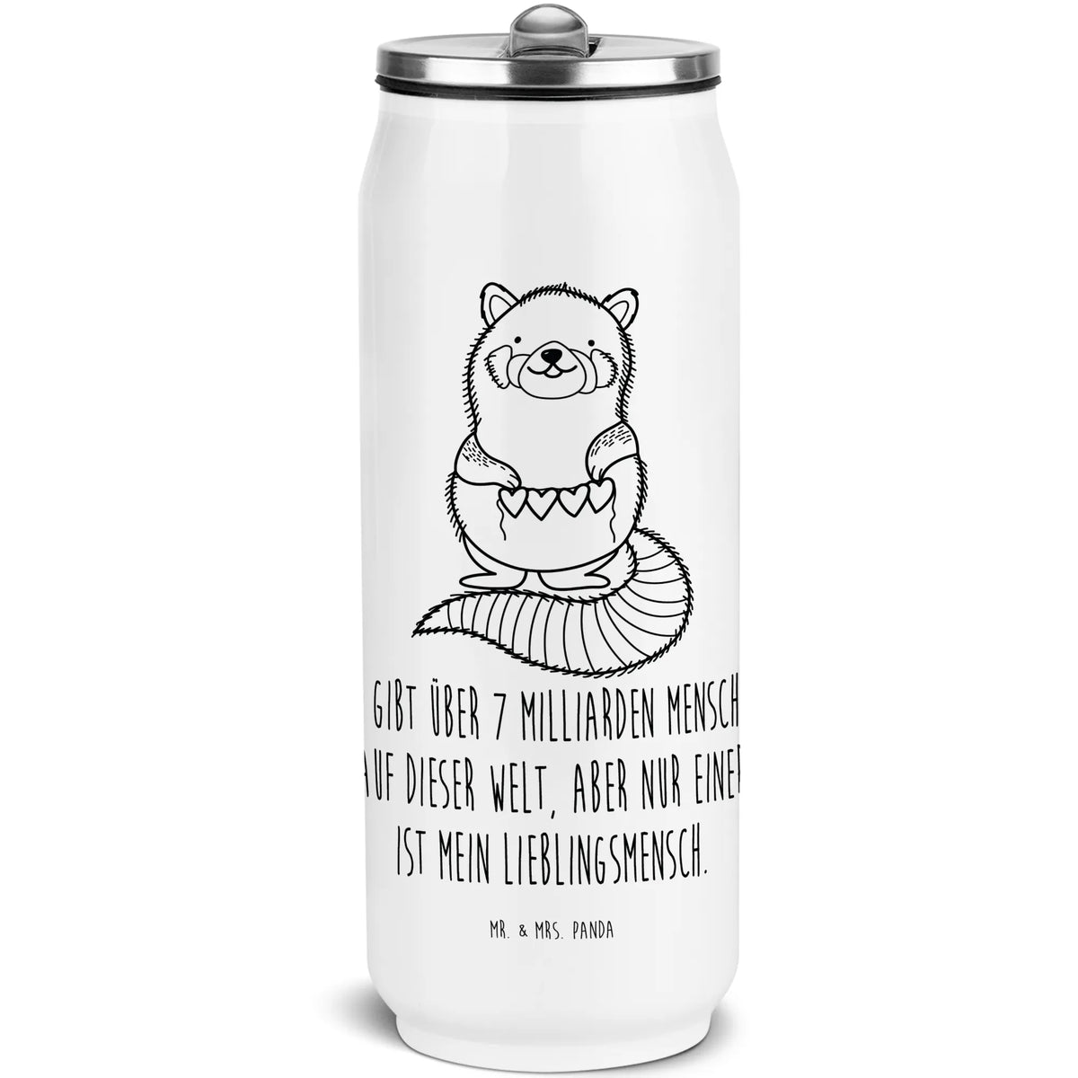 Drink Cans Water Bottle red panda card, gift ideas, gifts, small animals, cute, cute animal motives, hand drawn, funny sayings, good mood, special gifts, animal lover, red, heart, darling, favourite person