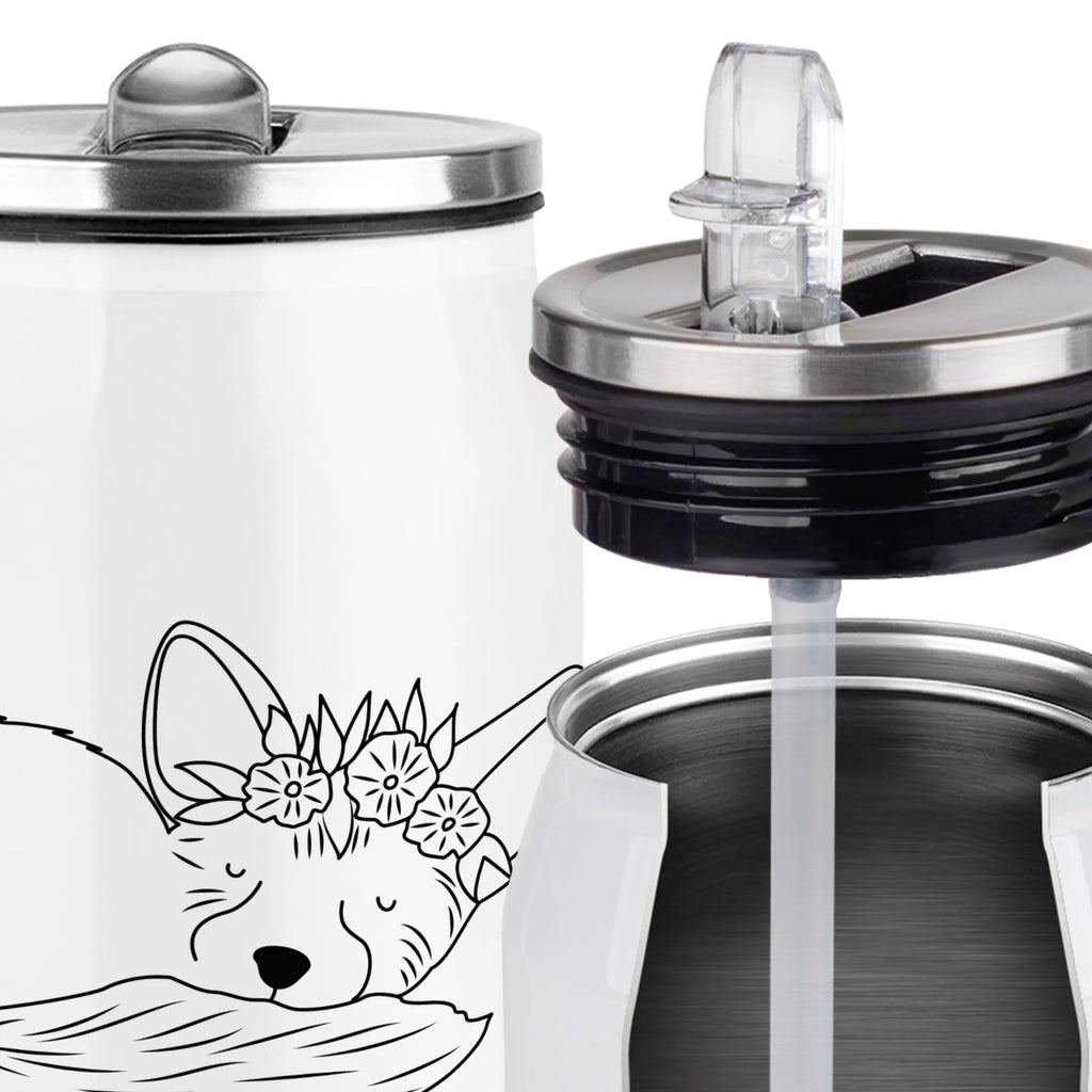 Drink Cans Water Bottle desert fox Flower Africa, happy, desert fox, desert, wreath of flowers, flowers