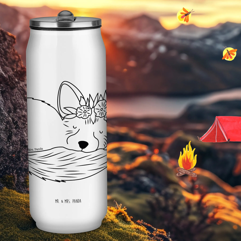 Drink Cans Water Bottle desert fox Flower Africa, happy, desert fox, desert, wreath of flowers, flowers