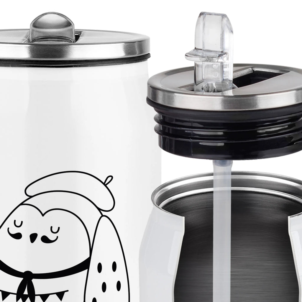 Drink Cans Water Bottle Owl France owl, forest animal, bird, nocturnal, gift ideas, birthday present, illustrated, funny, romantic gift, owl decor, Say beautiful, Owl, Owl decoration, hibou, France, Say French, La vie est belle, Owls, Life is beautiful