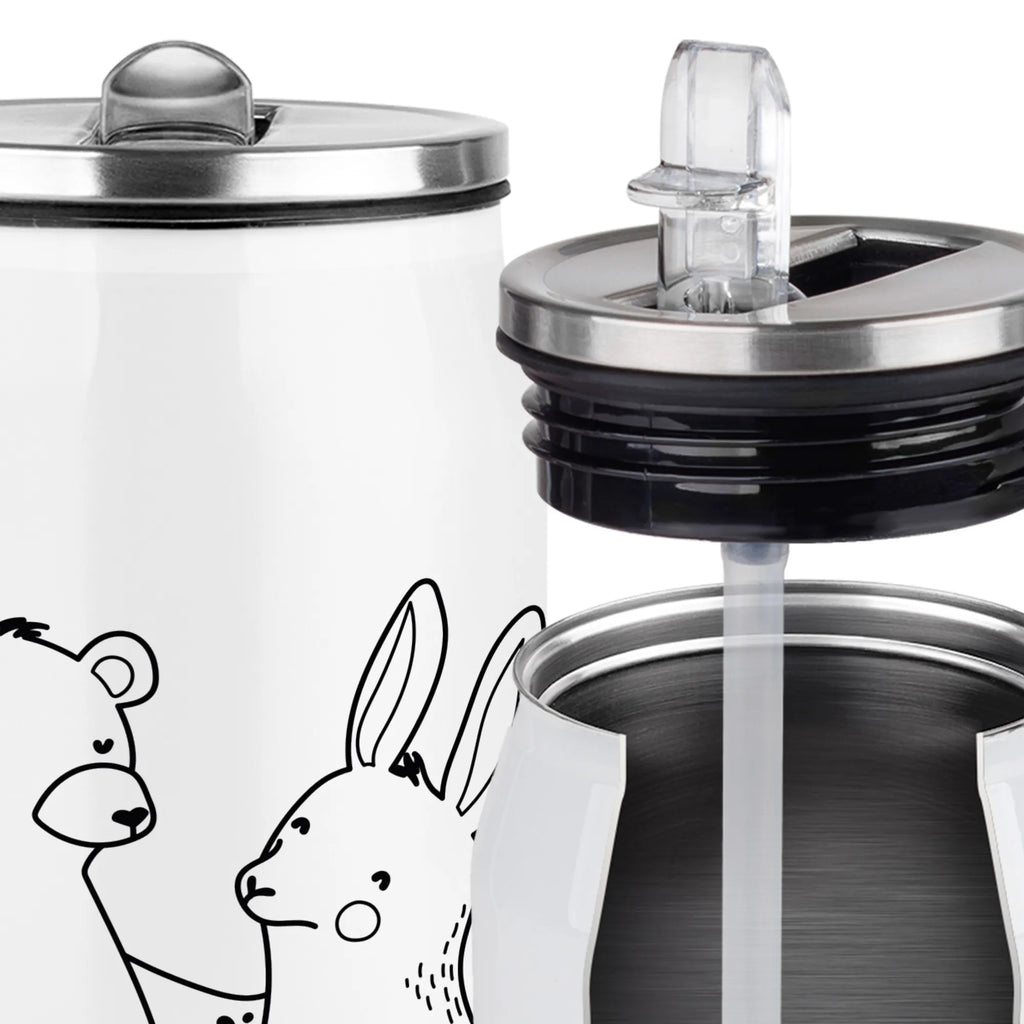 Personalized Beverage Cans Drinking Bottle bear and rabbit Embrace Love, Loving, Two, Together, Marriage, Engagement, Proposal of marriage, Love gift, gift for her, gift for him, anniversary gift, rabbit, bear, friends, best friends, best friend