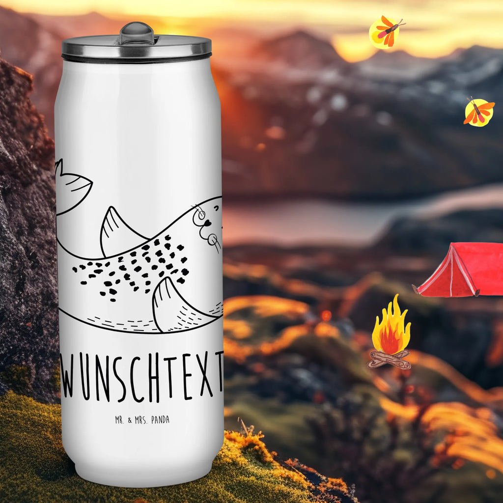 Personalizowane puszki napojowe i butelka do picia foka Leżeć Motywy zwierzęce, dobra energia, zabawne powiedzonka, zwierzęta