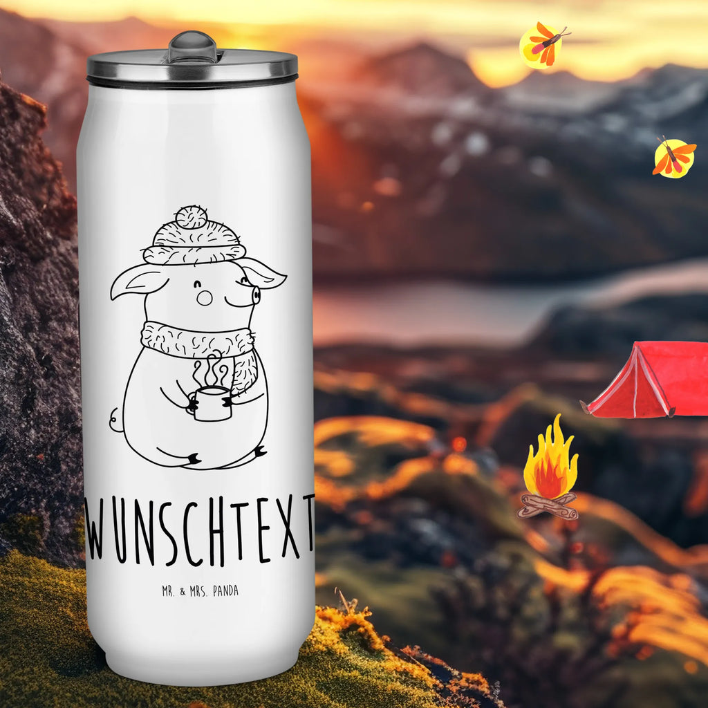 Personalized Beverage Cans Drinking Bottle piggy Mulled wine Winter, Christmas, Christmas time, snow, Christmas market, saying, mulled wine, drunk