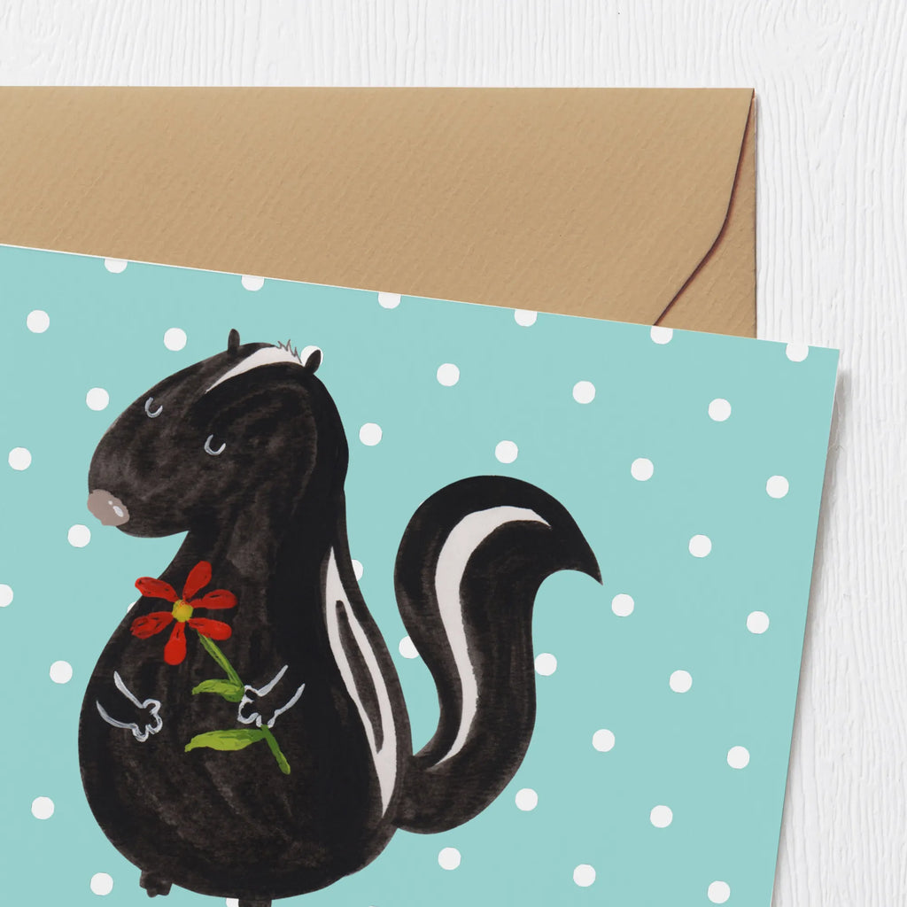 Personalisierte Deluxe Karte Stinktier Blume Personalisiertere Klappkarte, Grußkarte mit Namen, Personalisierte Einladungskarte, Grußkarte selbst gestalten, Personalisierte Karte, Grußkarten personalisiert, Grußkarte selber drucken, Personalisierte Grußkarte, Personalisierte Glückwunschkarte, Personalisierte Hochzeitskarte, Personalisierte Geburtstagskarte, Grußkarte mit persönlichen Nachrichten, Grußkarte als Geldgeschenk, Stinktier, Skunk, Träume, Stinki, Stinker, Tagträumer, Wildtier, Raubtier, verträumt, Dreams