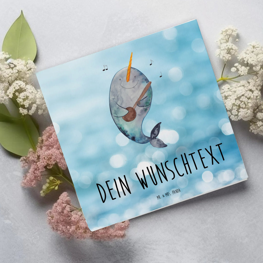 Personalisierte Deluxe Karte Narwal Gitarre Personalisierte Glückwunschkarte, Personalisierte Grußkarte, Grußkarte selbst gestalten, Personalisierte Geburtstagskarte, Personalisiertere Klappkarte, Grußkarte selber drucken, Grußkarte mit Namen, Personalisierte Hochzeitskarte, Grußkarte mit persönlichen Nachrichten, Grußkarte als Geldgeschenk, Personalisierte Einladungskarte, Personalisierte Karte, Grußkarten personalisiert, Meerestiere, Meer, Urlaub, Probleme, Tanzen, Problemlösung, Narwal, Frust, Wal, Gespräche, Gitarre