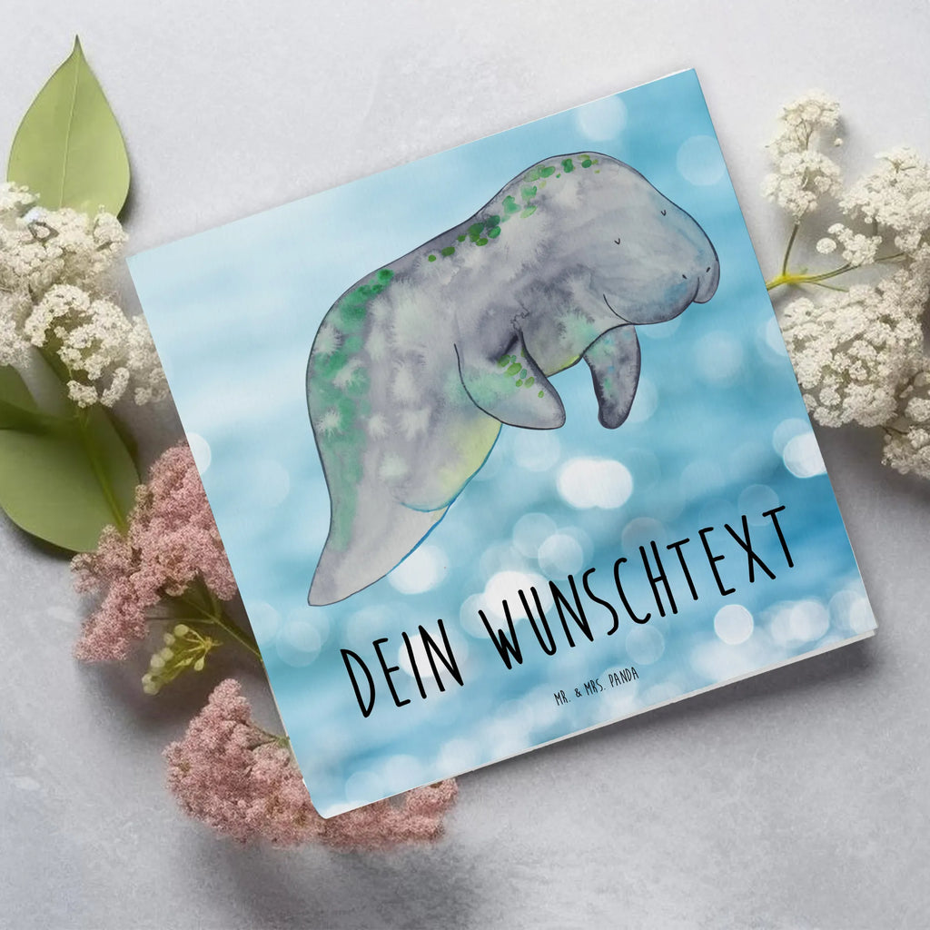 Personalized Deluxe Card manatee Relax Grußkarte mit persönlichen Nachrichten, Grußkarte selbst gestalten, Grußkarten personalisiert, Personalisierte Glückwunschkarte, Personalisierte Geburtstagskarte, Grußkarte mit Namen, Personalisierte Hochzeitskarte, Grußkarte selber drucken, Grußkarte als Geldgeschenk, Personalisiertere Klappkarte, Personalisierte Grußkarte, Personalisierte Einladungskarte, Personalisierte Karte, Meerestiere, Meer, Urlaub, Abnehmen, Essen, Diät, Zucker, Diätwahn, Seekuh, Seekühe, Süßigkeiten