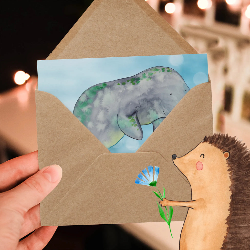 Personalized Deluxe Card manatee Relax Grußkarte mit persönlichen Nachrichten, Grußkarte selbst gestalten, Grußkarten personalisiert, Personalisierte Glückwunschkarte, Personalisierte Geburtstagskarte, Grußkarte mit Namen, Personalisierte Hochzeitskarte, Grußkarte selber drucken, Grußkarte als Geldgeschenk, Personalisiertere Klappkarte, Personalisierte Grußkarte, Personalisierte Einladungskarte, Personalisierte Karte, Meerestiere, Meer, Urlaub, Abnehmen, Essen, Diät, Zucker, Diätwahn, Seekuh, Seekühe, Süßigkeiten