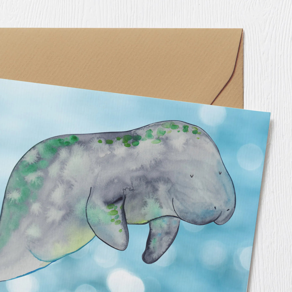 Personalized Deluxe Card manatee Relax Grußkarte mit persönlichen Nachrichten, Grußkarte selbst gestalten, Grußkarten personalisiert, Personalisierte Glückwunschkarte, Personalisierte Geburtstagskarte, Grußkarte mit Namen, Personalisierte Hochzeitskarte, Grußkarte selber drucken, Grußkarte als Geldgeschenk, Personalisiertere Klappkarte, Personalisierte Grußkarte, Personalisierte Einladungskarte, Personalisierte Karte, Meerestiere, Meer, Urlaub, Abnehmen, Essen, Diät, Zucker, Diätwahn, Seekuh, Seekühe, Süßigkeiten