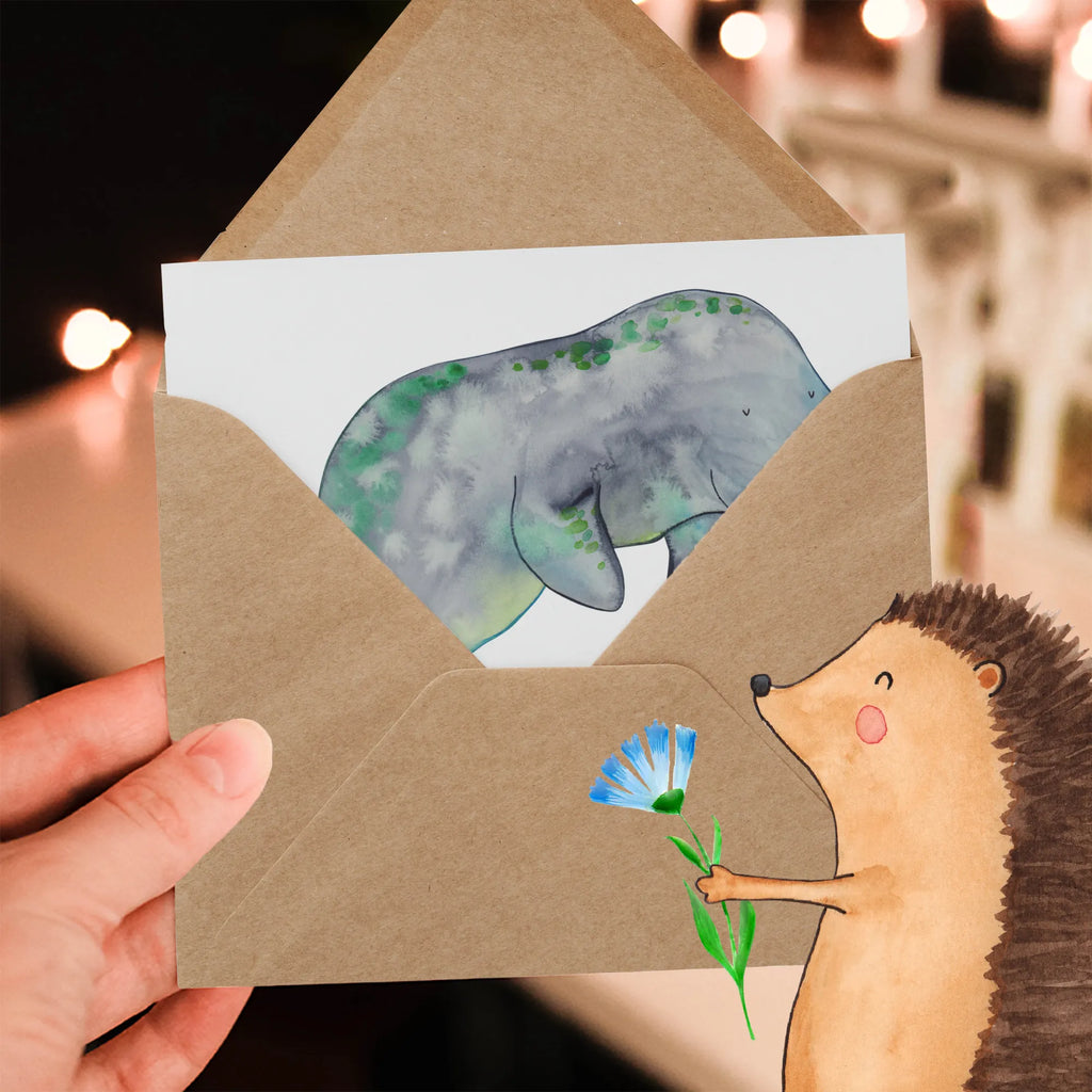 Personalized Deluxe Card manatee Relax Grußkarte mit persönlichen Nachrichten, Grußkarte selbst gestalten, Grußkarten personalisiert, Personalisierte Glückwunschkarte, Personalisierte Geburtstagskarte, Grußkarte mit Namen, Personalisierte Hochzeitskarte, Grußkarte selber drucken, Grußkarte als Geldgeschenk, Personalisiertere Klappkarte, Personalisierte Grußkarte, Personalisierte Einladungskarte, Personalisierte Karte, Meerestiere, Meer, Urlaub, Abnehmen, Essen, Diät, Zucker, Diätwahn, Seekuh, Seekühe, Süßigkeiten