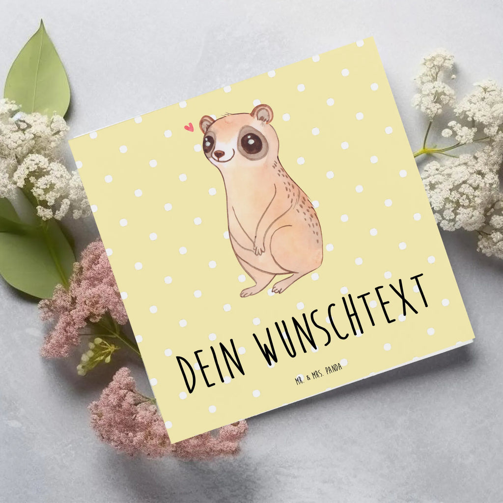 Personalized Deluxe Card Slow loris Happy Personalisierte Grußkarte, Grußkarte selbst gestalten, Personalisiertere Klappkarte, Personalisierte Glückwunschkarte, Personalisierte Karte, Grußkarte mit Namen, Grußkarte mit persönlichen Nachrichten, Grußkarte selber drucken, Grußkarten personalisiert, Personalisierte Geburtstagskarte, Personalisierte Einladungskarte, Grußkarte als Geldgeschenk, Personalisierte Hochzeitskarte, Tiermotive, Gute Laune, lustige Sprüche, Tiere, Plumplori, Glück, Niedlich
