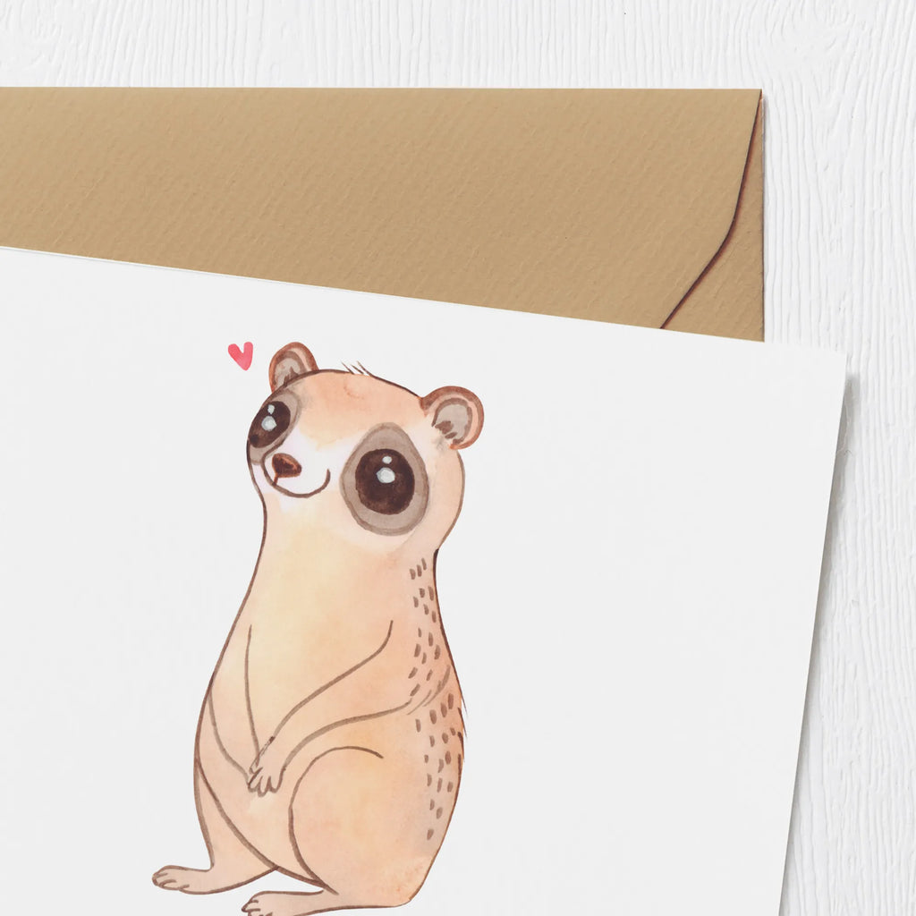 Personalized Deluxe Card Slow loris Happy Personalisierte Grußkarte, Grußkarte selbst gestalten, Personalisiertere Klappkarte, Personalisierte Glückwunschkarte, Personalisierte Karte, Grußkarte mit Namen, Grußkarte mit persönlichen Nachrichten, Grußkarte selber drucken, Grußkarten personalisiert, Personalisierte Geburtstagskarte, Personalisierte Einladungskarte, Grußkarte als Geldgeschenk, Personalisierte Hochzeitskarte, Tiermotive, Gute Laune, lustige Sprüche, Tiere, Plumplori, Glück, Niedlich