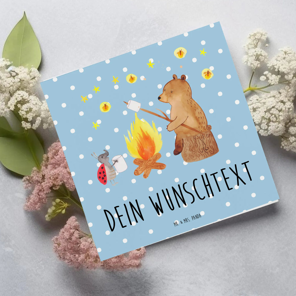 Personalized Deluxe Card Bear & Ladybird campfire Personalisierte Grußkarte, Grußkarte selbst gestalten, Personalisierte Einladungskarte, Personalisiertere Klappkarte, Grußkarten personalisiert, Personalisierte Geburtstagskarte, Grußkarte mit Namen, Personalisierte Karte, Grußkarte mit persönlichen Nachrichten, Grußkarte als Geldgeschenk, Personalisierte Hochzeitskarte, Personalisierte Glückwunschkarte, Grußkarte selber drucken, Bär, Teddy, Teddybär, Lagerfeuer