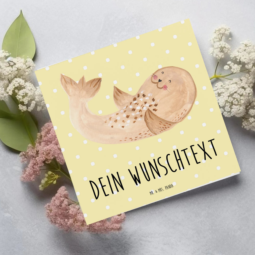 Personalized Deluxe Card seal Lay Personalisiertere Klappkarte, Grußkarte selber drucken, Personalisierte Grußkarte, Personalisierte Einladungskarte, Personalisierte Karte, Grußkarte selbst gestalten, Grußkarte mit persönlichen Nachrichten, Grußkarte mit Namen, Personalisierte Glückwunschkarte, Personalisierte Geburtstagskarte, Personalisierte Hochzeitskarte, Grußkarten personalisiert, Grußkarte als Geldgeschenk, Tiermotive, Gute Laune, lustige Sprüche, Tiere, Robbe, Robben, Meerestier, Ostsee, Seehund, Nordsee, Strand, Freude, Lachen
