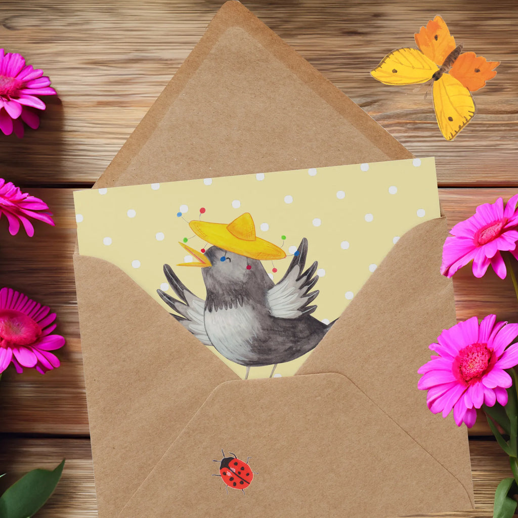 Personalisierte Deluxe Karte Rabe Sombrero Grußkarten personalisiert, Personalisierte Einladungskarte, Personalisierte Hochzeitskarte, Personalisierte Karte, Personalisierte Grußkarte, Grußkarte mit persönlichen Nachrichten, Grußkarte selber drucken, Personalisiertere Klappkarte, Personalisierte Glückwunschkarte, Grußkarte mit Namen, Grußkarte selbst gestalten, Personalisierte Geburtstagskarte, Grußkarte als Geldgeschenk, Tiermotive, Gute Laune, lustige Sprüche, Tiere, froh, glücklich sein, Spruch positiv, Rabe, Vogel, Vögel, Motivation, Glück Spruch, fröhlich sein, Elster