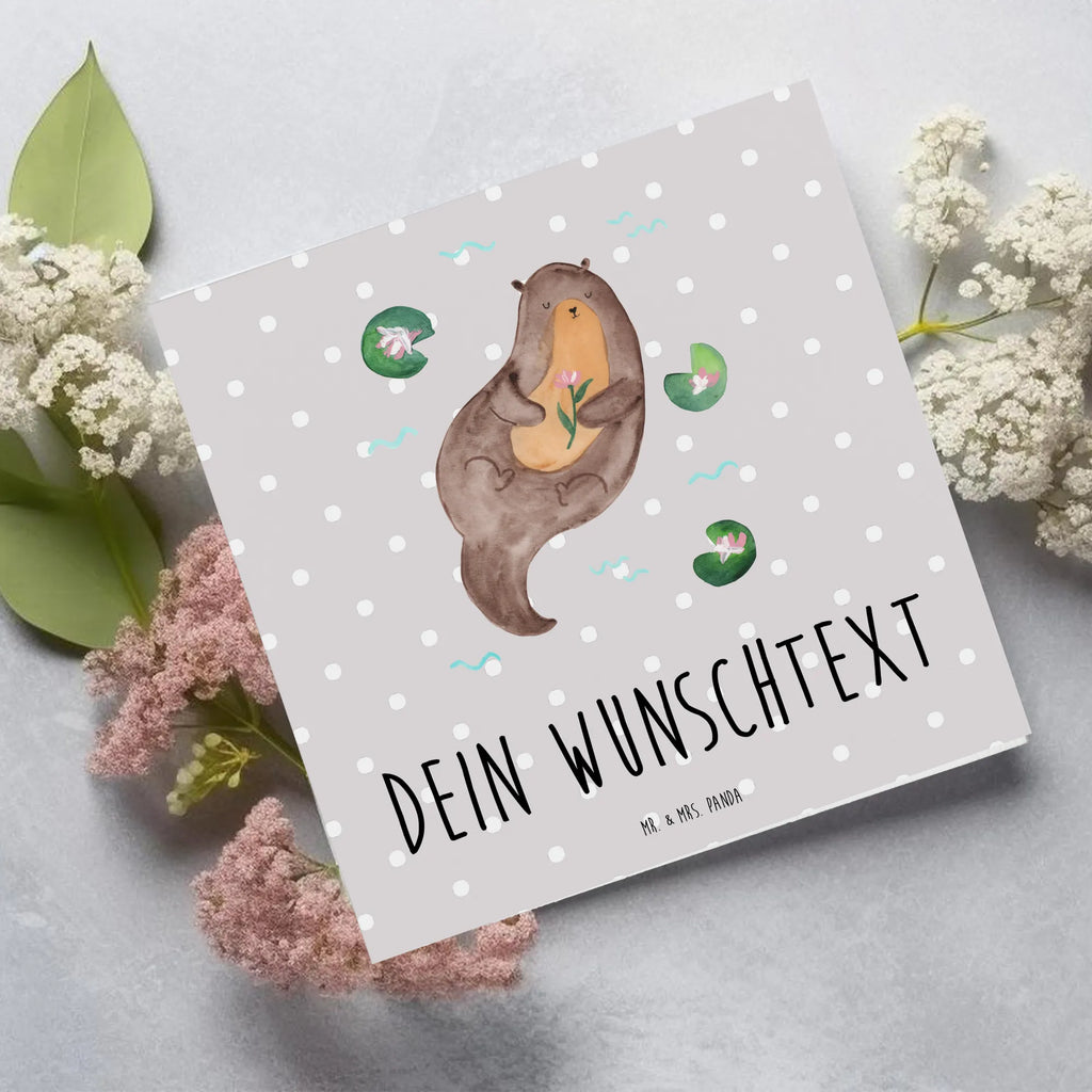 Personalized Deluxe Card otter Water Lily Personalisierte Glückwunschkarte, Grußkarte Selbst Gestalten, Grußkarte mit Namen, Personalisierte Geburtstagskarte, Grußkarte als Geldgeschenk, Grußkarte mit Persönlichen Nachrichten, Personalisierte Einladungskarte, Personalisierte Hochzeitskarte, Grußkarte Selber Drucken, Personalisierte Karte, Personalisiertere Klappkarte, Grußkarten Personalisiert, Personalisierte Grußkarte, Otter, Fischotter, Seeotter, Otter Seeotter See Otter