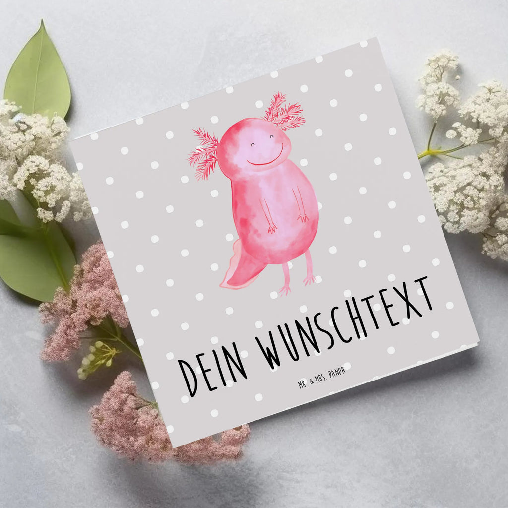 Personalized Deluxe Card axolotl Happy Personalisiertere Klappkarte, Personalisierte Geburtstagskarte, Grußkarte mit Persönlichen Nachrichten, Personalisierte Glückwunschkarte, Grußkarte Selbst Gestalten, Personalisierte Karte, Grußkarte Selber Drucken, Personalisierte Einladungskarte, Grußkarte als Geldgeschenk, Personalisierte Hochzeitskarte, Grußkarten Personalisiert, Grußkarte mit Namen, Personalisierte Grußkarte, Axolotl, Molch, Schwanzlurch, Lurch, Axolot, Motivation, Gute Laune, Lurche