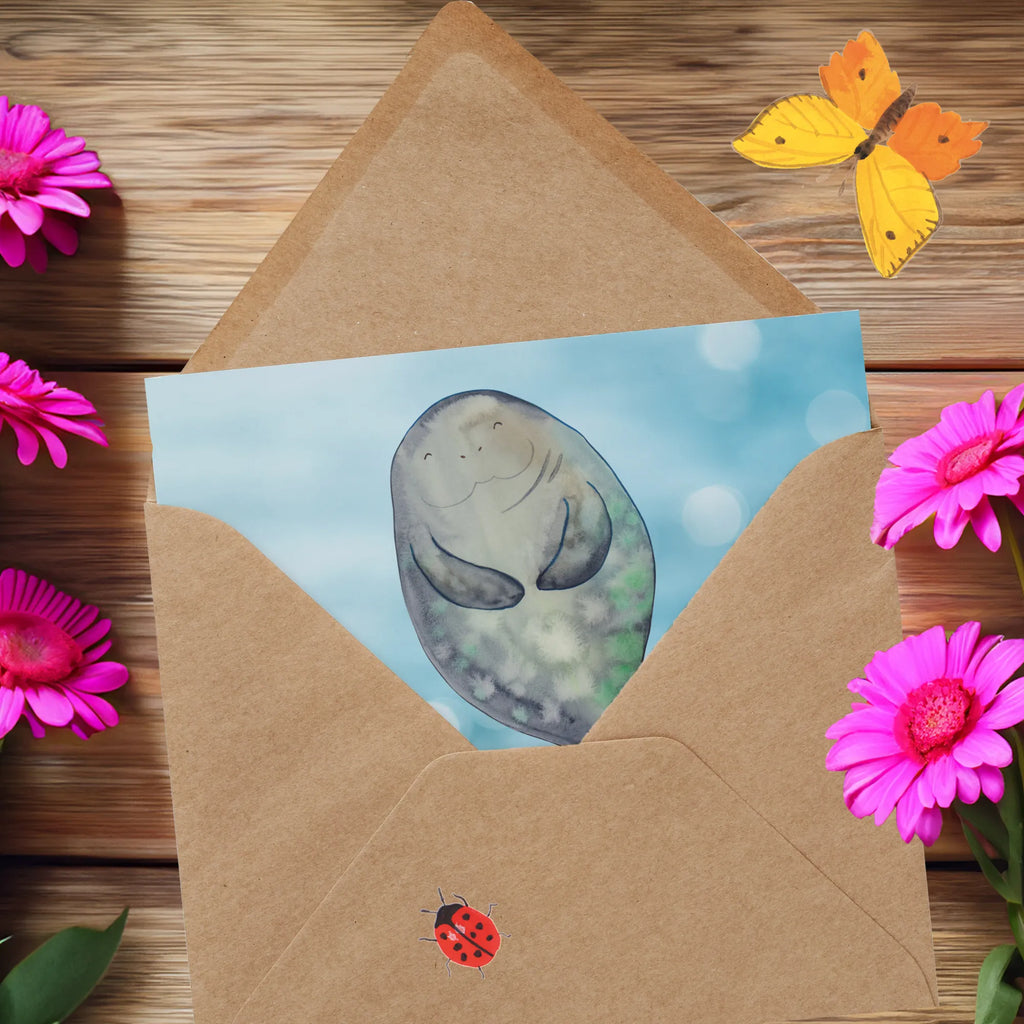 Personalisierte Deluxe Karte Seekuh Happy Grußkarte als Geldgeschenk, Personalisierte Glückwunschkarte, Personalisierte Grußkarte, Grußkarte selber drucken, Personalisierte Karte, Grußkarte mit Namen, Grußkarte mit persönlichen Nachrichten, Personalisierte Hochzeitskarte, Grußkarte selbst gestalten, Personalisierte Einladungskarte, Personalisiertere Klappkarte, Personalisierte Geburtstagskarte, Grußkarten personalisiert, Meerestiere, Meer, Urlaub, Selbstliebe, Zufrieden, Freundin, Achtsamkeit, Respekt, Neustart, Seekühe, Seekuh, Neuanfang, Liebeskummer