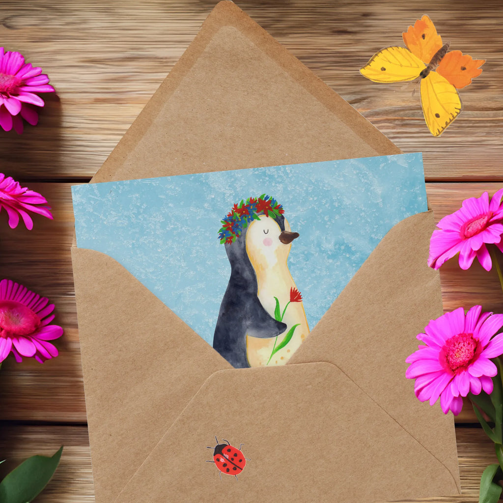 Personalisierte Deluxe Karte Pinguin Blumen Grußkarte mit Persönlichen Nachrichten, Grußkarte Selbst Gestalten, Grußkarte als Geldgeschenk, Personalisierte Karte, Grußkarte mit Namen, Personalisierte Hochzeitskarte, Personalisiertere Klappkarte, Personalisierte Einladungskarte, Personalisierte Geburtstagskarte, Grußkarten Personalisiert, Personalisierte Glückwunschkarte, Personalisierte Grußkarte, Grußkarte Selber Drucken, Pinguin, Geschenkidee, Universum, Wünsche, Leben, Lebensziele, Pinguine, Motivation, Ziele, Blumenkranz, Lebenslust, Liebeskummer
