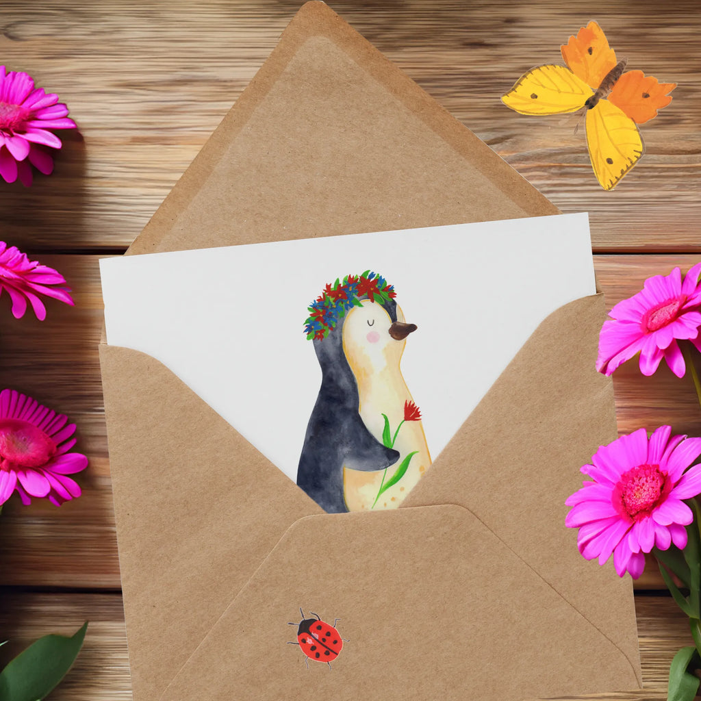 Personalisierte Deluxe Karte Pinguin Blumen Grußkarte mit Persönlichen Nachrichten, Grußkarte Selbst Gestalten, Grußkarte als Geldgeschenk, Personalisierte Karte, Grußkarte mit Namen, Personalisierte Hochzeitskarte, Personalisiertere Klappkarte, Personalisierte Einladungskarte, Personalisierte Geburtstagskarte, Grußkarten Personalisiert, Personalisierte Glückwunschkarte, Personalisierte Grußkarte, Grußkarte Selber Drucken, Pinguin, Geschenkidee, Universum, Wünsche, Leben, Lebensziele, Pinguine, Motivation, Ziele, Blumenkranz, Lebenslust, Liebeskummer