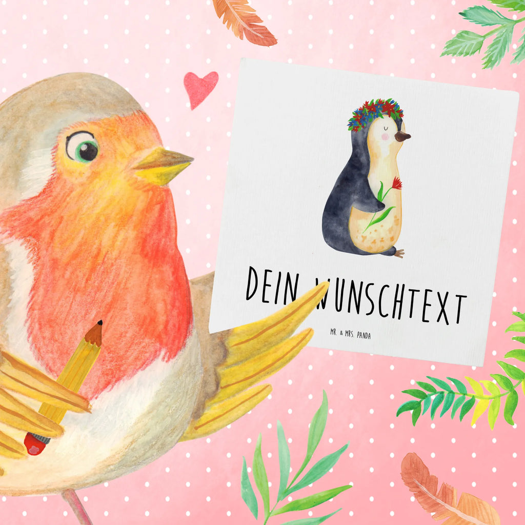 Personalisierte Deluxe Karte Pinguin Blumen Grußkarte mit Persönlichen Nachrichten, Grußkarte Selbst Gestalten, Grußkarte als Geldgeschenk, Personalisierte Karte, Grußkarte mit Namen, Personalisierte Hochzeitskarte, Personalisiertere Klappkarte, Personalisierte Einladungskarte, Personalisierte Geburtstagskarte, Grußkarten Personalisiert, Personalisierte Glückwunschkarte, Personalisierte Grußkarte, Grußkarte Selber Drucken, Pinguin, Geschenkidee, Universum, Wünsche, Leben, Lebensziele, Pinguine, Motivation, Ziele, Blumenkranz, Lebenslust, Liebeskummer