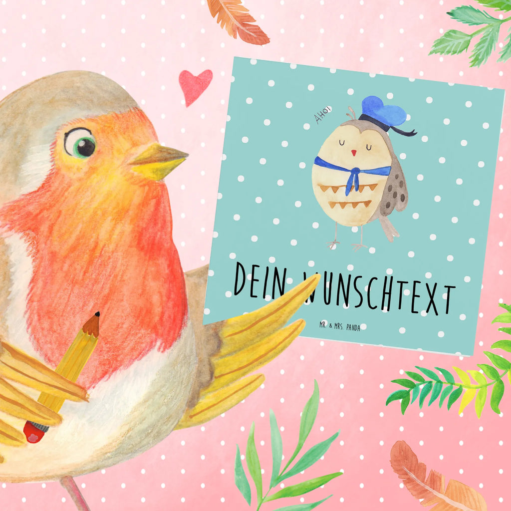 Personalized Deluxe Card Owl sailor Grußkarte mit persönlichen Nachrichten, Personalisierte Hochzeitskarte, Grußkarte als Geldgeschenk, Grußkarte selbst gestalten, Personalisierte Glückwunschkarte, Personalisierte Karte, Grußkarte mit Namen, Personalisiertere Klappkarte, Grußkarte selber drucken, Personalisierte Einladungskarte, Grußkarten personalisiert, Personalisierte Geburtstagskarte, Personalisierte Grußkarte, Eule, Owl, Ehe, Freundin, Wortspiel lustig, Hochzeitstag Geschenk, Seefahrer, Eule Deko, Heimathafen, Matrose, Eule Spruch