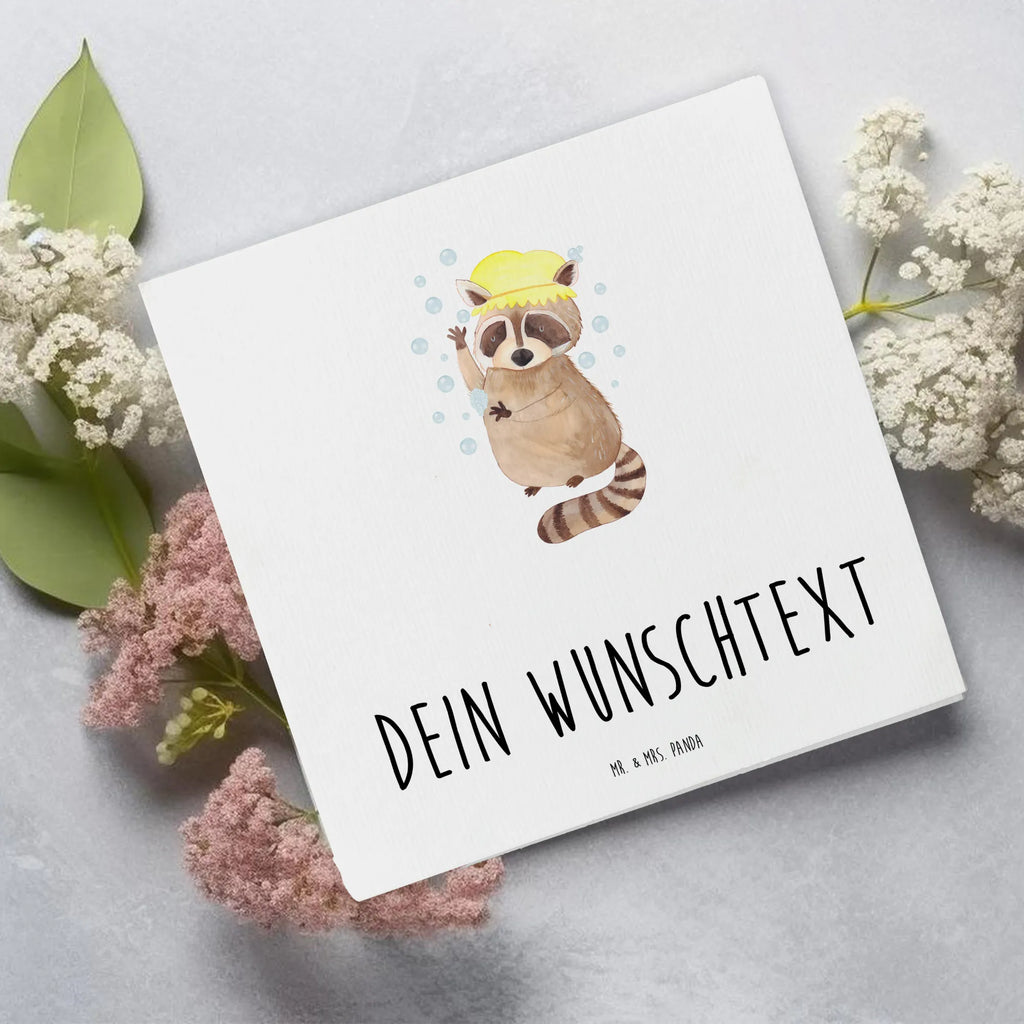 Personalisierte Deluxe Karte Waschbär Personalisierte Hochzeitskarte, Grußkarte selbst gestalten, Personalisierte Grußkarte, Personalisierte Geburtstagskarte, Grußkarte als Geldgeschenk, Personalisierte Glückwunschkarte, Grußkarte selber drucken, Grußkarten personalisiert, Grußkarte mit persönlichen Nachrichten, Personalisierte Karte, Grußkarte mit Namen, Personalisierte Einladungskarte, Personalisiertere Klappkarte, Tiermotive, Gute Laune, lustige Sprüche, Tiere, waschen, Fröhlich, Seifenblasen, Plan, Tagträumen, Waschbär