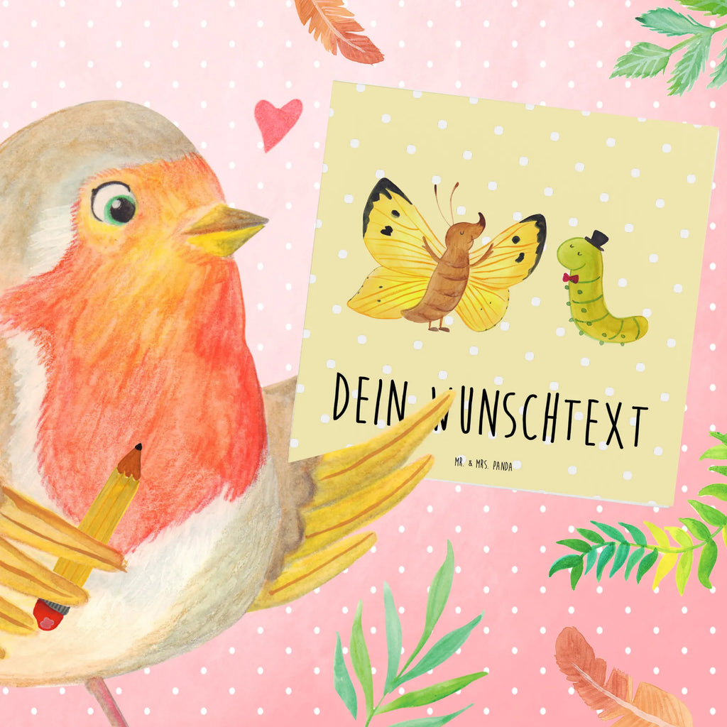 Personalisierte Deluxe Karte Raupe Schmetterling Grußkarte mit Namen, Personalisierte Karte, Personalisierte Einladungskarte, Personalisierte Hochzeitskarte, Personalisierte Grußkarte, Personalisierte Glückwunschkarte, Grußkarte selbst gestalten, Grußkarten personalisiert, Grußkarte selber drucken, Grußkarte als Geldgeschenk, Personalisiertere Klappkarte, Personalisierte Geburtstagskarte, Grußkarte mit persönlichen Nachrichten, Tiermotive, Gute Laune, lustige Sprüche, Tiere, Entwicklung, Raupe, Zitronenfalter, Hut, Aufwachsen, Kokon, Schönheit, Schmetterling, Erwachsen werden, Hütchen