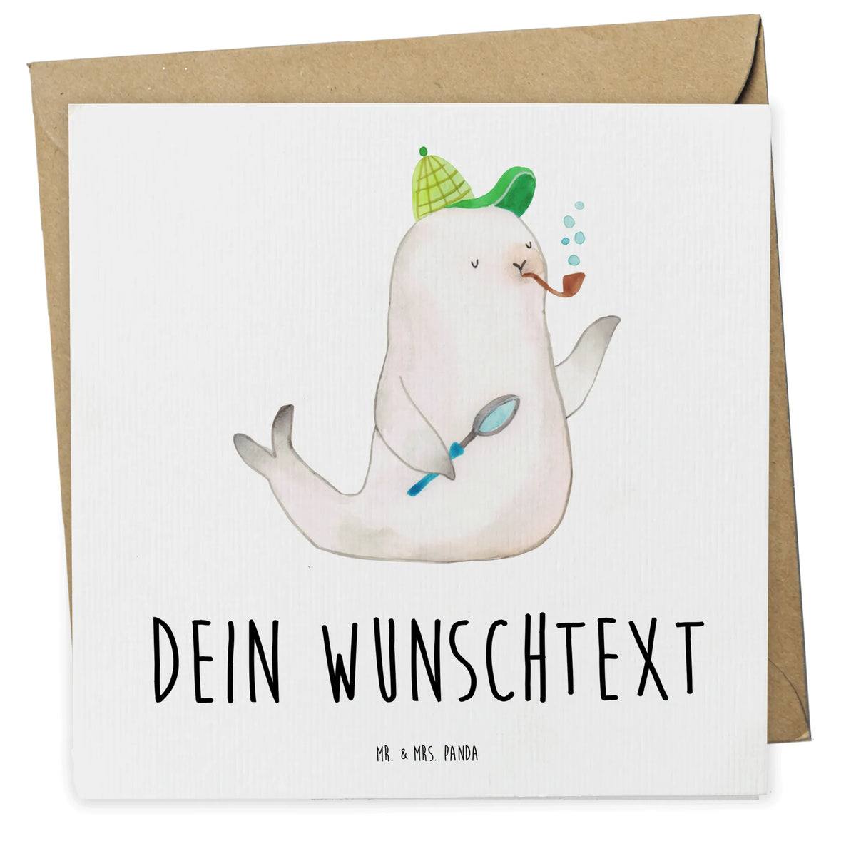 Personalisierte Deluxe Karte Robbe Sherlock Grußkarten Personalisiert, grußkarte personalisiert, Postkarte personalisiert, Personalisierte Karte, individuelle grußkarte, Personalisierte Grußkarte, Personalisierte Karten, Personalisierte Postkarte, Personalisierte Grußkarten, karte personalisiert, Grußkarte personalisierbar, Lustige Sprüche, Tiere, Tiermotive, Gute Laune