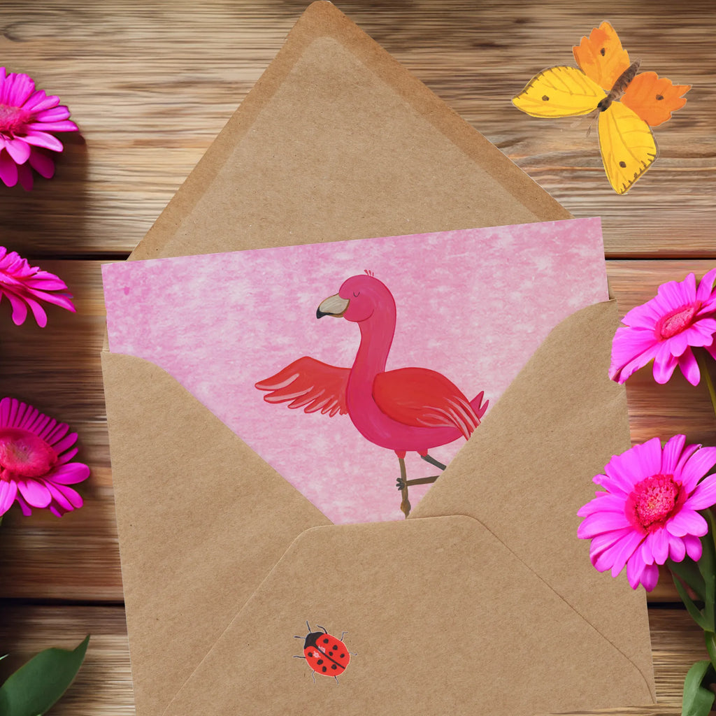 Personalized Deluxe Card flamingo yoga Grußkarte selber drucken, Grußkarten personalisiert, Personalisierte Glückwunschkarte, Personalisierte Geburtstagskarte, Grußkarte selbst gestalten, Personalisierte Karte, Grußkarte als Geldgeschenk, Personalisierte Grußkarte, Grußkarte mit persönlichen Nachrichten, Personalisierte Einladungskarte, Grußkarte mit Namen, Personalisierte Hochzeitskarte, Personalisiertere Klappkarte, Flamingo, Yoga, Yoga-Übung, Ärger, Aufregen, Entspannung, Tiefenentspannung, Achtsamkeit, Namaste, Vogel