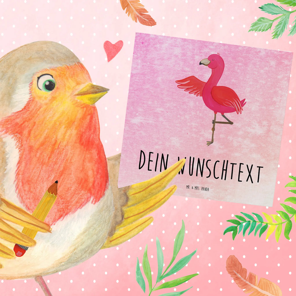 Personalized Deluxe Card flamingo yoga Grußkarte selber drucken, Grußkarten personalisiert, Personalisierte Glückwunschkarte, Personalisierte Geburtstagskarte, Grußkarte selbst gestalten, Personalisierte Karte, Grußkarte als Geldgeschenk, Personalisierte Grußkarte, Grußkarte mit persönlichen Nachrichten, Personalisierte Einladungskarte, Grußkarte mit Namen, Personalisierte Hochzeitskarte, Personalisiertere Klappkarte, Flamingo, Yoga, Yoga-Übung, Ärger, Aufregen, Entspannung, Tiefenentspannung, Achtsamkeit, Namaste, Vogel