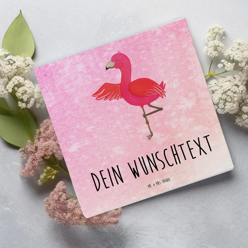 Personalized Deluxe Card flamingo yoga Grußkarte selber drucken, Grußkarten personalisiert, Personalisierte Glückwunschkarte, Personalisierte Geburtstagskarte, Grußkarte selbst gestalten, Personalisierte Karte, Grußkarte als Geldgeschenk, Personalisierte Grußkarte, Grußkarte mit persönlichen Nachrichten, Personalisierte Einladungskarte, Grußkarte mit Namen, Personalisierte Hochzeitskarte, Personalisiertere Klappkarte, Flamingo, Yoga, Yoga-Übung, Ärger, Aufregen, Entspannung, Tiefenentspannung, Achtsamkeit, Namaste, Vogel