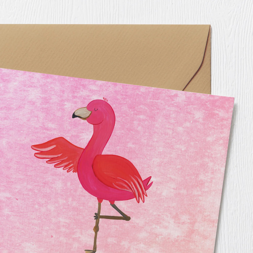 Personalized Deluxe Card flamingo yoga Grußkarte selber drucken, Grußkarten personalisiert, Personalisierte Glückwunschkarte, Personalisierte Geburtstagskarte, Grußkarte selbst gestalten, Personalisierte Karte, Grußkarte als Geldgeschenk, Personalisierte Grußkarte, Grußkarte mit persönlichen Nachrichten, Personalisierte Einladungskarte, Grußkarte mit Namen, Personalisierte Hochzeitskarte, Personalisiertere Klappkarte, Flamingo, Yoga, Yoga-Übung, Ärger, Aufregen, Entspannung, Tiefenentspannung, Achtsamkeit, Namaste, Vogel