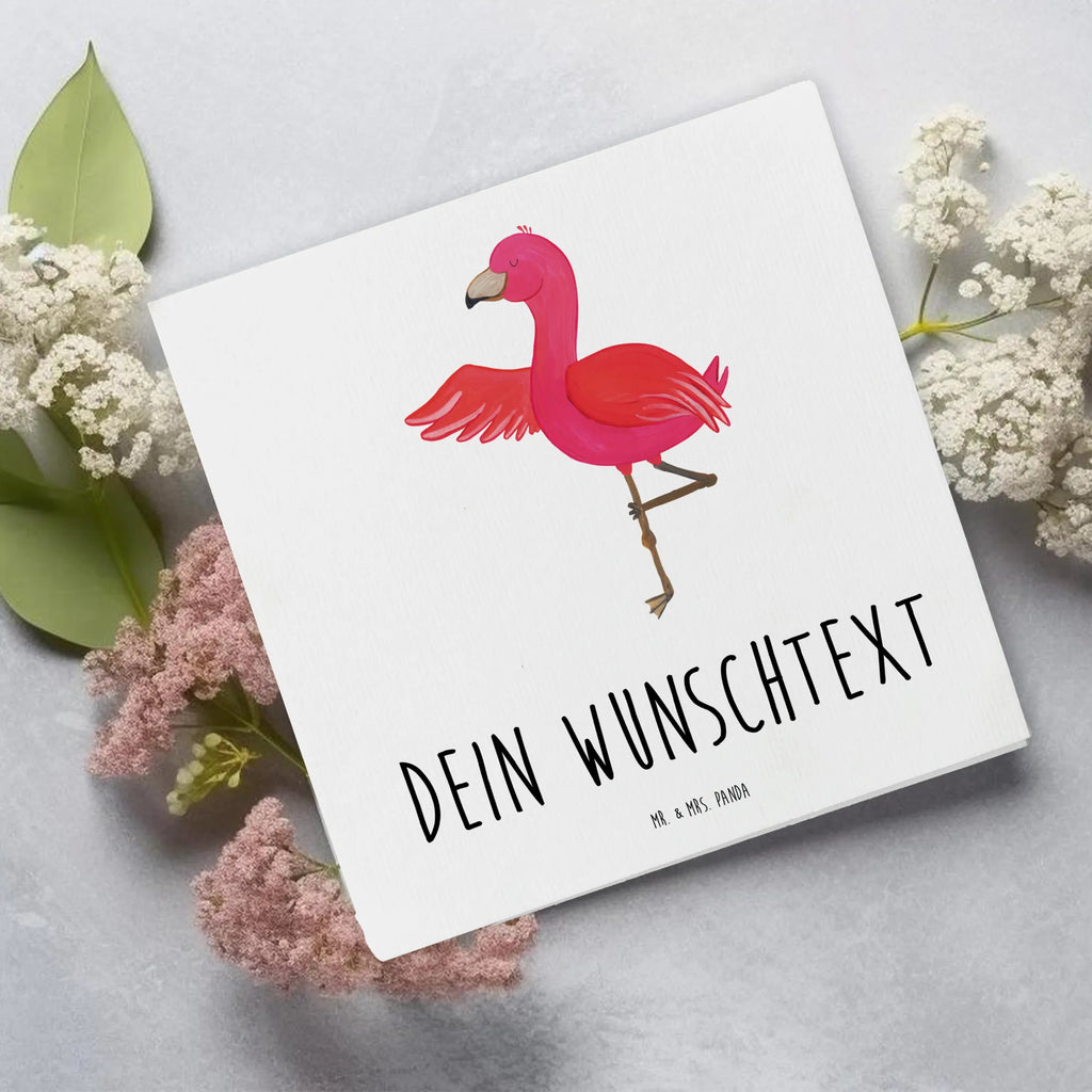 Personalized Deluxe Card flamingo yoga Grußkarte selber drucken, Grußkarten personalisiert, Personalisierte Glückwunschkarte, Personalisierte Geburtstagskarte, Grußkarte selbst gestalten, Personalisierte Karte, Grußkarte als Geldgeschenk, Personalisierte Grußkarte, Grußkarte mit persönlichen Nachrichten, Personalisierte Einladungskarte, Grußkarte mit Namen, Personalisierte Hochzeitskarte, Personalisiertere Klappkarte, Flamingo, Yoga, Yoga-Übung, Ärger, Aufregen, Entspannung, Tiefenentspannung, Achtsamkeit, Namaste, Vogel