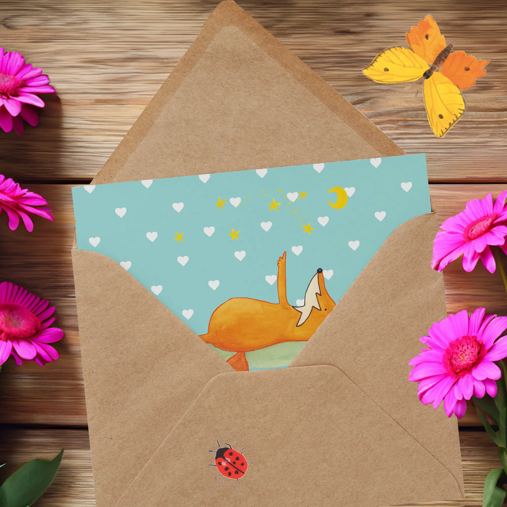 Personalisierte Deluxe Karte Fuchs Sterne Personalisiertere Klappkarte, Personalisierte Einladungskarte, Personalisierte Grußkarte, Grußkarte als Geldgeschenk, Grußkarte selber drucken, Grußkarten personalisiert, Personalisierte Glückwunschkarte, Grußkarte mit Namen, Grußkarte selbst gestalten, Grußkarte mit persönlichen Nachrichten, Personalisierte Geburtstagskarte, Personalisierte Hochzeitskarte, Personalisierte Karte, Fuchs, Füchse, Spruch schön, Spruch positiv, Romantik, tröstende Worte, Always Look on the Bright Side of Life