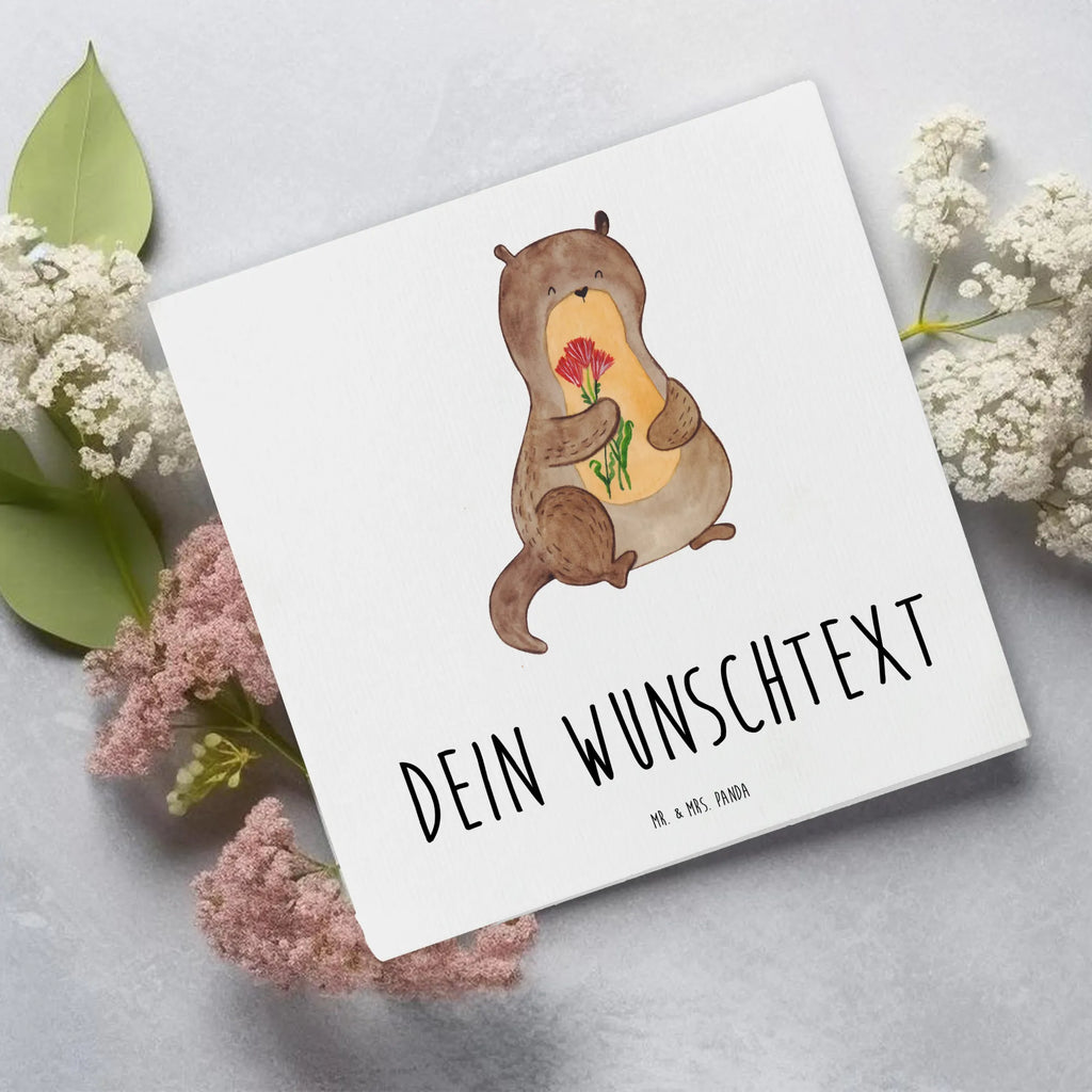 Personalisierte Deluxe Karte Otter Blumenstrauß Grußkarte selbst gestalten, Grußkarten personalisiert, Personalisierte Grußkarte, Personalisierte Karte, Grußkarte selber drucken, Grußkarte mit Namen, Personalisierte Geburtstagskarte, Personalisierte Hochzeitskarte, Grußkarte als Geldgeschenk, Personalisiertere Klappkarte, Personalisierte Einladungskarte, Personalisierte Glückwunschkarte, Grußkarte mit persönlichen Nachrichten, Otter, Fischotter, Seeotter, Otter Seeotter See Otter