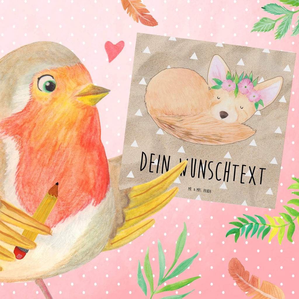 Personalized Deluxe Card desert fox Flower Personalisierte Hochzeitskarte, Grußkarte mit persönlichen Nachrichten, Personalisierte Glückwunschkarte, Personalisierte Einladungskarte, Grußkarte selbst gestalten, Personalisierte Geburtstagskarte, Personalisiertere Klappkarte, Personalisierte Karte, Grußkarten personalisiert, Grußkarte selber drucken, Grußkarte mit Namen, Grußkarte als Geldgeschenk, Personalisierte Grußkarte, Afrika, Wildtiere, Wüste, Blumenkranz, Wüstenfuchs, Blumen, Glücklich