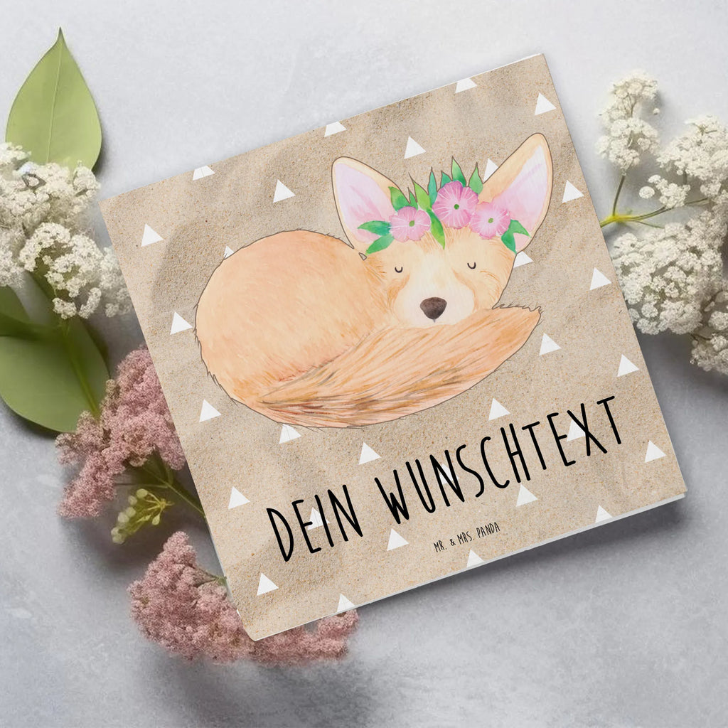 Personalized Deluxe Card desert fox Flower Personalisierte Hochzeitskarte, Grußkarte mit persönlichen Nachrichten, Personalisierte Glückwunschkarte, Personalisierte Einladungskarte, Grußkarte selbst gestalten, Personalisierte Geburtstagskarte, Personalisiertere Klappkarte, Personalisierte Karte, Grußkarten personalisiert, Grußkarte selber drucken, Grußkarte mit Namen, Grußkarte als Geldgeschenk, Personalisierte Grußkarte, Afrika, Wildtiere, Wüste, Blumenkranz, Wüstenfuchs, Blumen, Glücklich