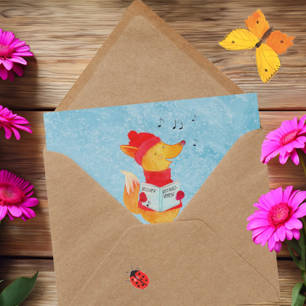 Personalisierte Deluxe Karte Fuchs Sänger Grußkarte als Geldgeschenk, Personalisiertere Klappkarte, Grußkarten personalisiert, Personalisierte Hochzeitskarte, Grußkarte mit Namen, Personalisierte Einladungskarte, Grußkarte mit persönlichen Nachrichten, Personalisierte Geburtstagskarte, Personalisierte Grußkarte, Personalisierte Glückwunschkarte, Personalisierte Karte, Grußkarte selbst gestalten, Grußkarte selber drucken, Winter, Weihnachten, Weihnachtsdeko, Nikolaus, Advent, Heiligabend, Wintermotiv, Füchse, Geschenk Sänger, Fuchs, Singen, Weihnachtslieder, Sänger