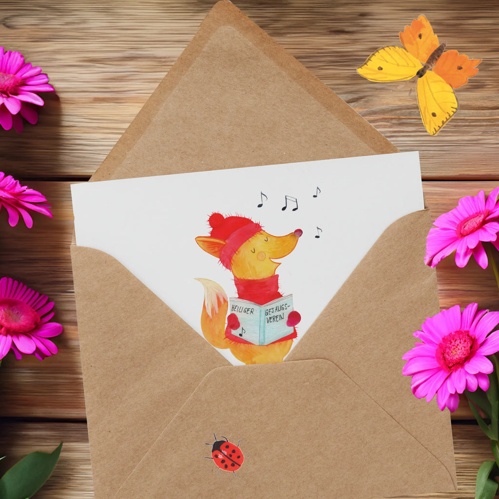 Personalisierte Deluxe Karte Fuchs Sänger Grußkarte als Geldgeschenk, Personalisiertere Klappkarte, Grußkarten personalisiert, Personalisierte Hochzeitskarte, Grußkarte mit Namen, Personalisierte Einladungskarte, Grußkarte mit persönlichen Nachrichten, Personalisierte Geburtstagskarte, Personalisierte Grußkarte, Personalisierte Glückwunschkarte, Personalisierte Karte, Grußkarte selbst gestalten, Grußkarte selber drucken, Winter, Weihnachten, Weihnachtsdeko, Nikolaus, Advent, Heiligabend, Wintermotiv, Füchse, Geschenk Sänger, Fuchs, Singen, Weihnachtslieder, Sänger